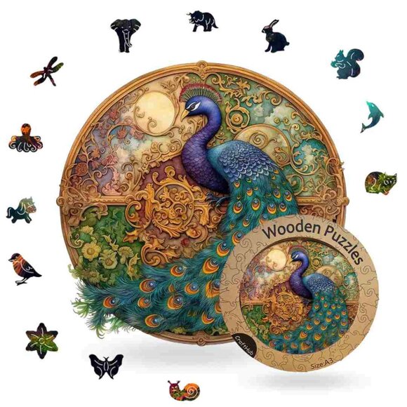 Celestial Peacock wooden jigsaw puzzle - Picture 2 of 4